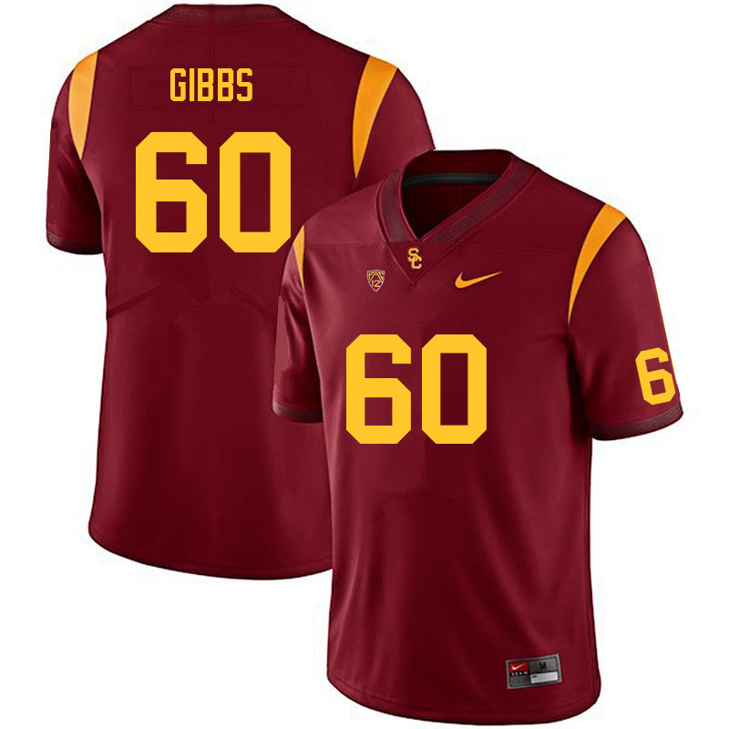 Men #60 Maximus Gibbs USC Trojans College Football Jerseys Sale-Cardinal
